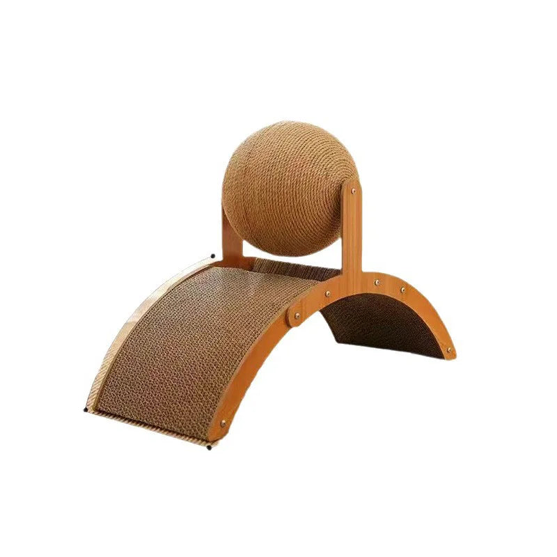 2-in-1 Cat Scratching Ball and Sisal Scratch Board – Wooden Cat Toy | Pawvalo
