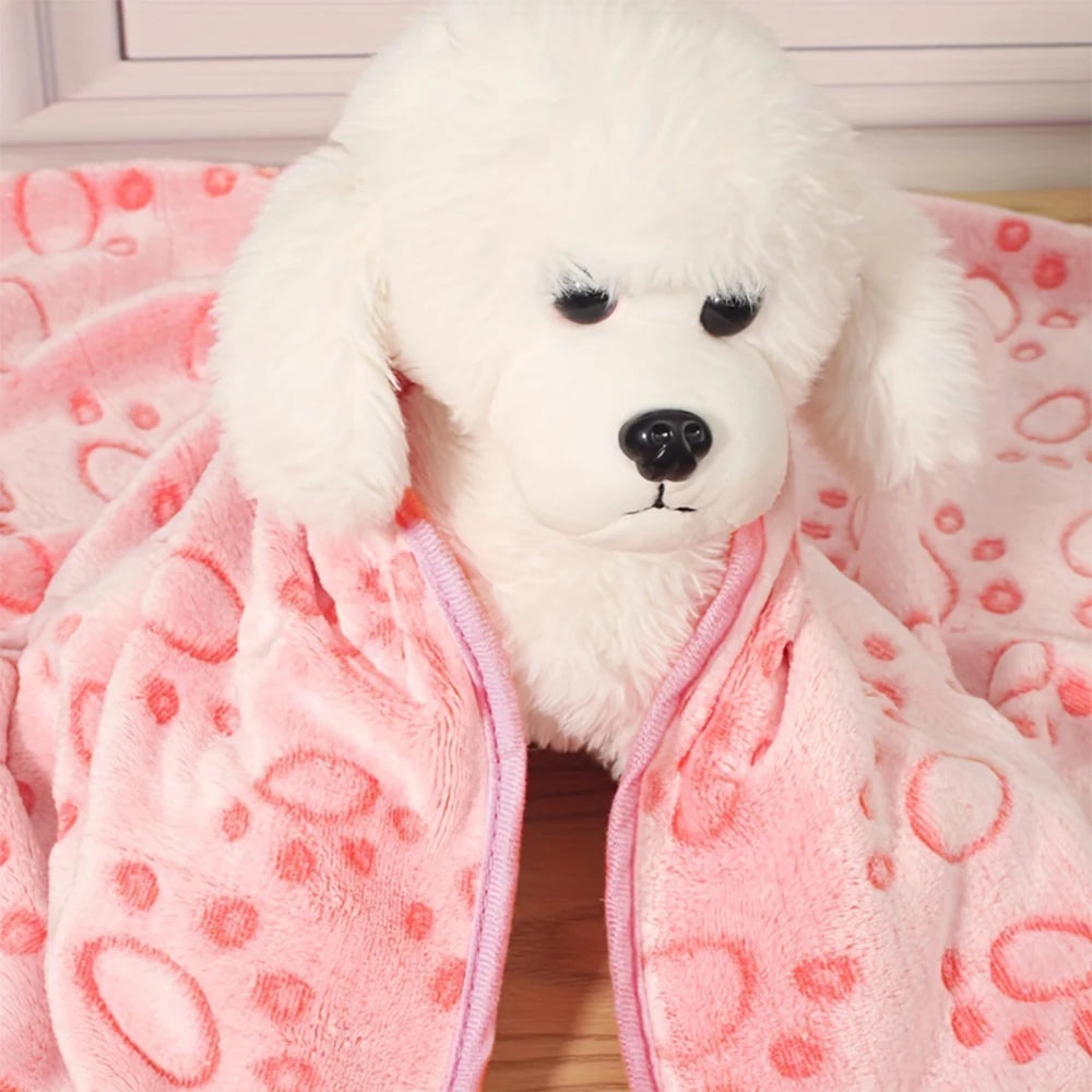 Soft Fleece Pet Blanket – Lightweight Coral Fleece Throw for Dogs & Cats, Grey, 3 Sizes | Pawvalo