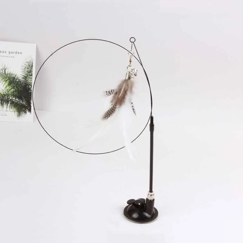 Interactive Cat Feather Wand Toy with Suction Base – 90cm | Pawvalo