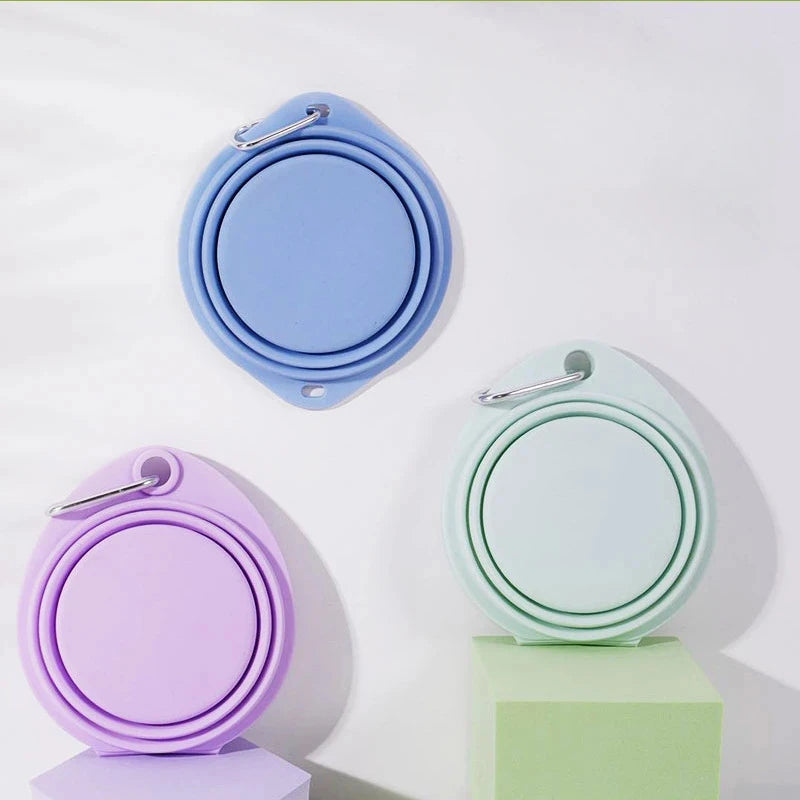 Collapsible Silicone Pet Bowl – Portable Travel Food & Water Dish with Hook | Pawvalo