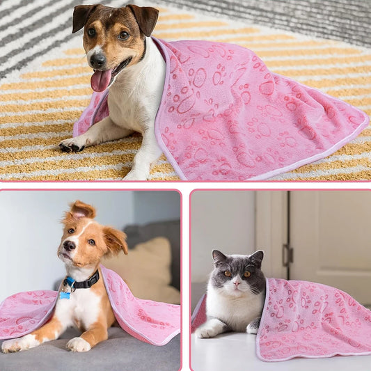 Soft Fleece Pet Blanket – Lightweight Coral Fleece Throw for Dogs & Cats, Grey, 3 Sizes | Pawvalo